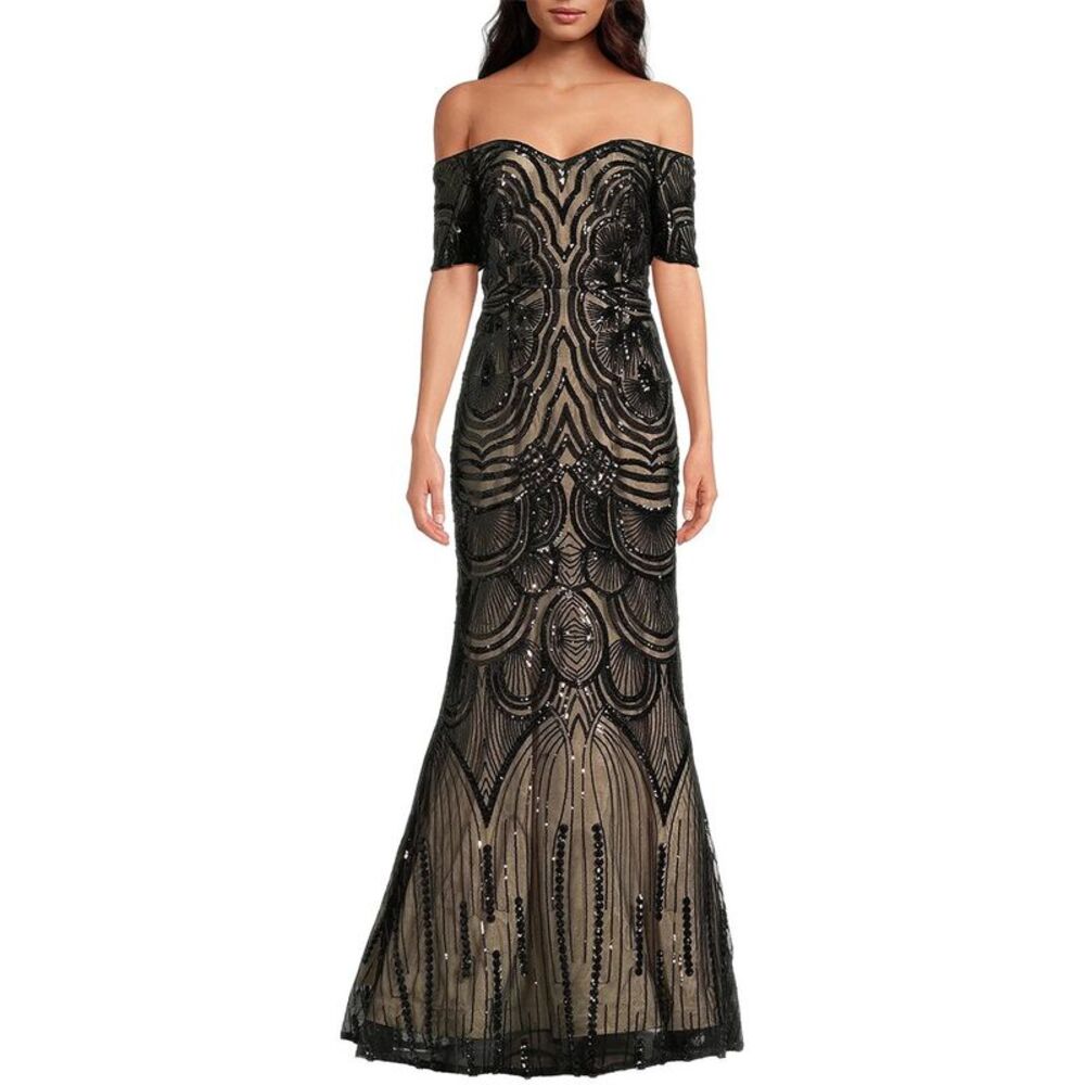 Shani Womens Sequin Short Sleeve Maxi Dress